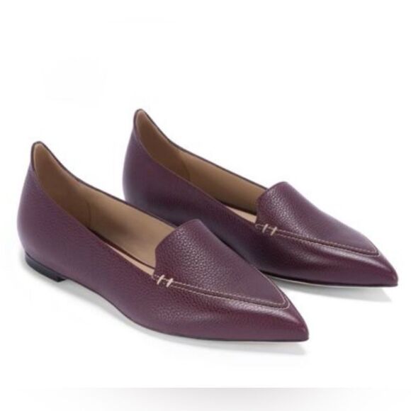 M. Gemi Stellato. Pebbled Leather Pointed Toe Flats burgundy. 9 new